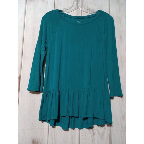 Loft Shirt Ladies Small Turquoise Peplum‎ - Picture 1 of 7